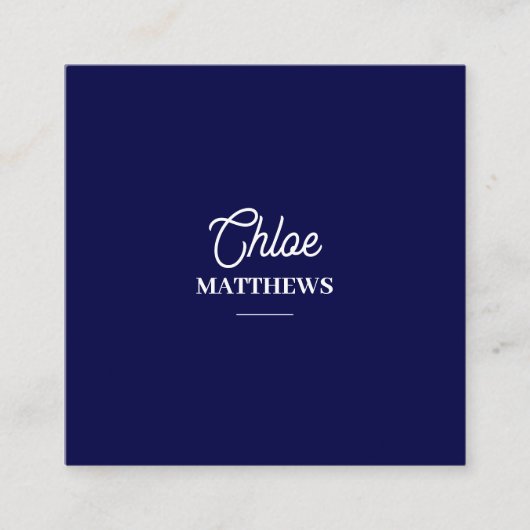 Modern Navy Blue Business Card with QR Code Vierkante Visitekaartje (Voorkant)