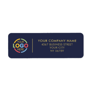 Modern Navy Blue Business Logo Retouradres Etiket