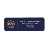 Modern Navy Blue Business Logo Retouradres Etiket (Voorkant)