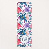 Modern Navy Blue Calligraphy Script Initialen Yogamat (Voorkant)