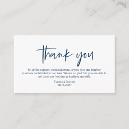 Modern Navy Blue casual elegance font, Dank u Informatiekaartje