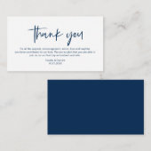 Modern Navy Blue casual elegance font, Dank u Informatiekaartje (Voorkant / Achterkant)