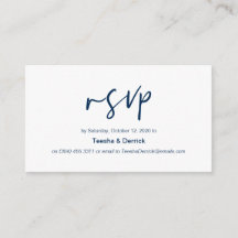 Modern Navy Blue casual elegance font Wedding RSVP