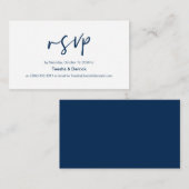 Modern Navy Blue casual elegance font Wedding RSVP Informatiekaartje (Voorkant / Achterkant)
