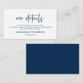 Modern Navy Blue casual elegantie lettertype, Onze Informatiekaartje (Voorkant / Achterkant)