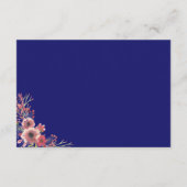 Modern Navy Blue Coral Floral Bouquet Wedding Encl Informatiekaartje (Achterkant)