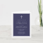 Modern Navy Blue Cross Boy First Holy Communion (Voorkant)