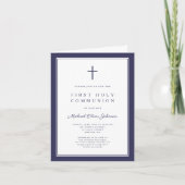 Modern Navy Blue Cross Boy First Holy Communion (Voorkant)