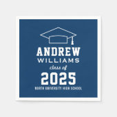 Modern Navy Blue Custom 2025 Graduation Party Servetten (Voorkant)