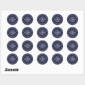 Modern Navy Blue Custom Business Logo Promotionele Ronde Sticker (Vel)