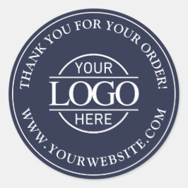 Modern Navy Blue Custom Business Logo Promotionele Ronde Sticker