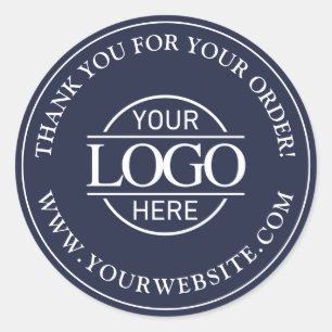 Modern Navy Blue Custom Business Logo Promotionele Ronde Sticker