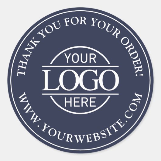 Modern Navy Blue Custom Business Logo Promotionele Ronde Sticker (Voorkant)