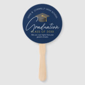 Modern Navy Blue Custom Graduation Party Handwaaier (Voorkant)