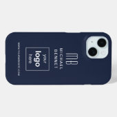 Modern Navy Blue Custom Logo Business Case-Mate iPhone Case (Achterkant (horizontaal))