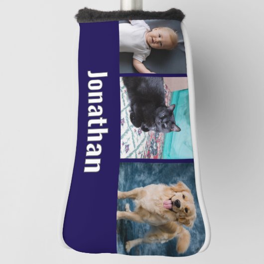 Modern Navy Blue Custom Photo Template and Name Golfheadcover (Draai 90)