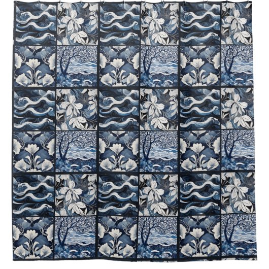 Modern Navy Blue Douchegordijn (Voorkant)