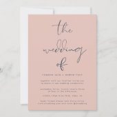 Modern Navy Blue Dusty Roos Wedding Kaart (Voorkant)