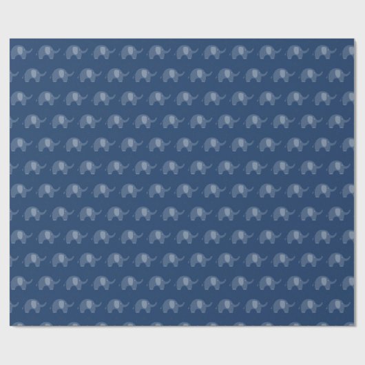 Modern Navy Blue Elephant Pattern Cadeaupapier (Vlak)
