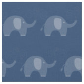 Modern Navy Blue Elephant Pattern Stof (Close Up)