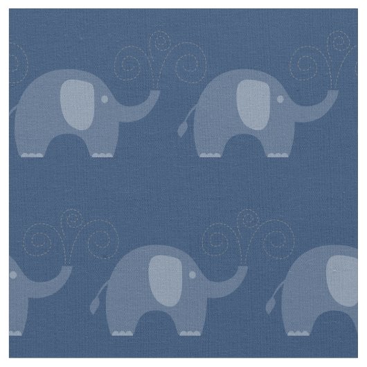 Modern Navy Blue Elephant Pattern Stof (Close Up)