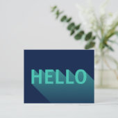 Modern Navy Blue en Aqua Blauwgroen Hallo Briefkaart (Staand voorkant)