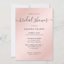 Modern Navy Blue en Blush Vrijgezellenfeest Kaart