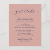 Modern Navy Blue en Blush Wedding Informatiekaartje (Voorkant)