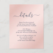 Modern Navy Blue en Blush Wedding Informatiekaartje (Voorkant)