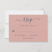Modern Navy Blue en Blush Wedding RSVP-kaarten RSVP Kaartje (Voorkant)