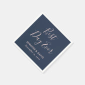 Modern Navy Blue en Blush Wedding Servet (Hoek)