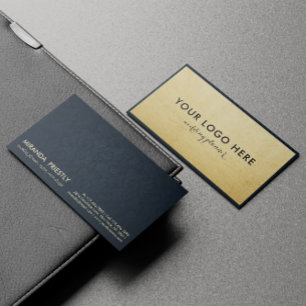 Modern Navy Blue en Faux Gold Foil Luxe Creative Visitekaartje