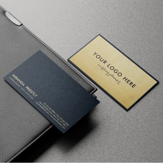 Modern Navy Blue en Faux Gold Foil Luxe Creative Visitekaartje