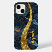 Modern Navy Blue en Gold Agaat Monogram Case-Mate iPhone Case (Achterkant)