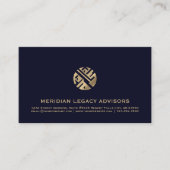 Modern Navy Blue en Gold Logo Visitekaartje (Voorkant)