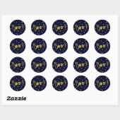 Modern Navy Blue en Gold Stars Halloween Boo! Ronde Sticker (Vel)