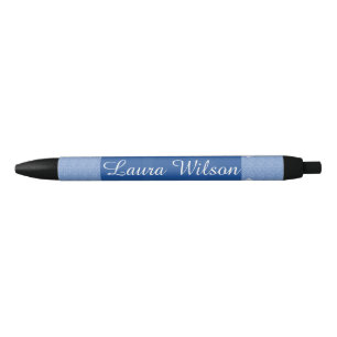 Modern Navy Blue en Lines Monogram Zwarte Inkt Pen