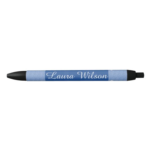 Modern Navy Blue en Lines Monogram Zwarte Inkt Pen (Voorkant)