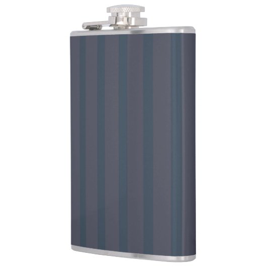 Modern Navy Blue en Plum Striped Flask, 8 oz. Heupfles (Links)