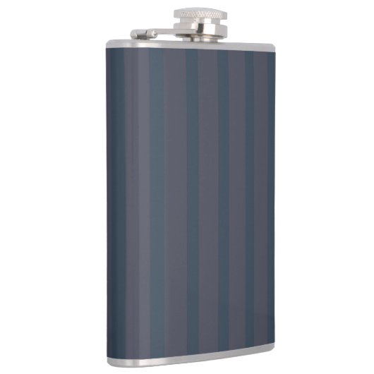 Modern Navy Blue en Plum Striped Flask, 8 oz. Heupfles (Rechts)