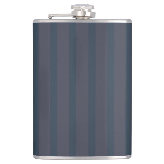 Modern Navy Blue en Plum Striped Flask, 8 oz. Heupfles (Voorkant)