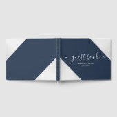 Modern Navy Blue en Silver Wedding Gastenboek (Volledig)