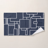 Modern Navy Blue en White Abstract Geometric Bad Handdoek (Handdoek)