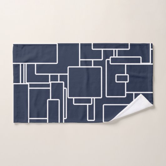 Modern Navy Blue en White Abstract Geometric Bad Handdoek (Handdoek)