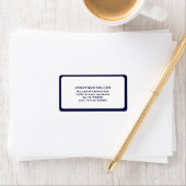 Modern Navy Blue en White Multi-Line Address Etiket (Insitu)