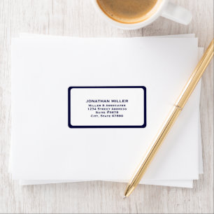 Modern Navy Blue en White Multi-Line Address Etiket