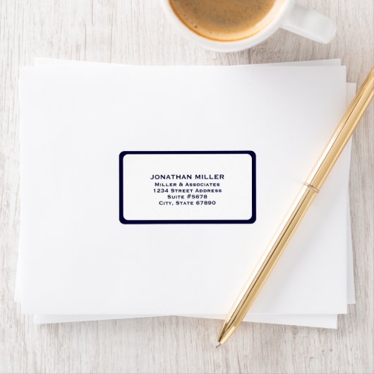 Modern Navy Blue en White Multi-Line Address Etiket (Insitu)