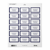 Modern Navy Blue en White Multi-Line Address Etiket (Full Sheet)