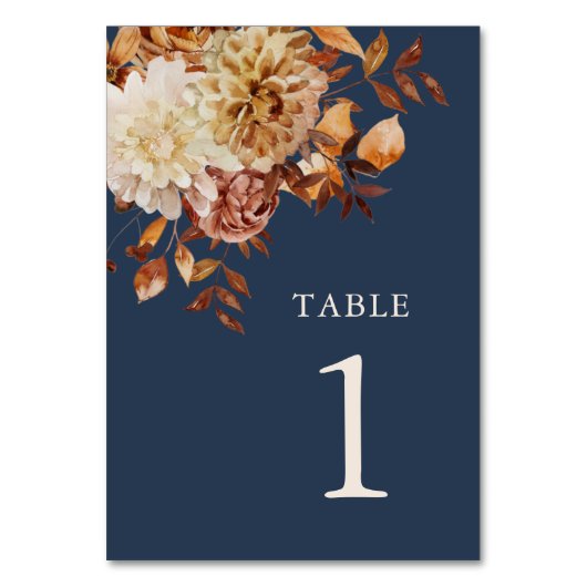 Modern Navy Blue Fall Wedding Kaart (Voorkant)