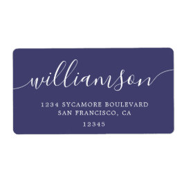Modern Navy Blue Family Retouradres Etiket